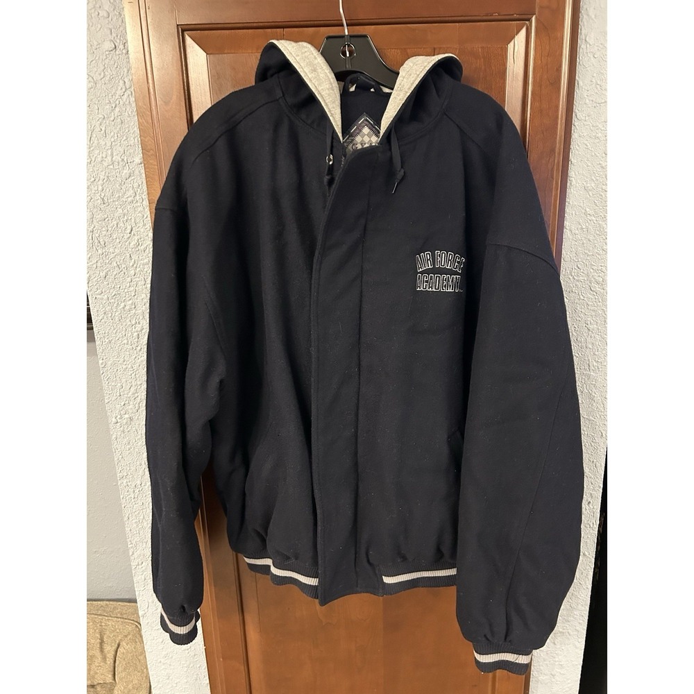 Vintage Air Force Academy Full Zip Quilt Lined Jacket Gear For Sports Hooded XL